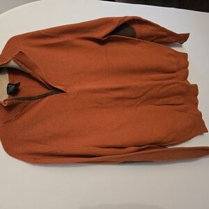 Orange Sweater with Elbow Patches
